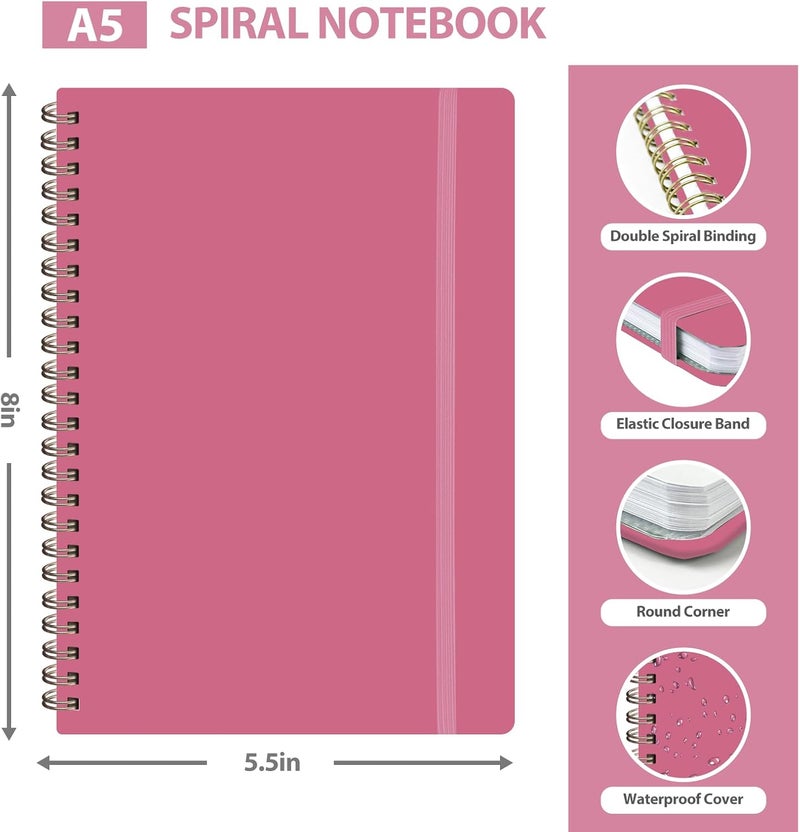 VALOME Journaling Notebooks, A5 Lined Spiral Notebook for Women & Men, 146 Pages College Ruled Hardcover Note Book for Work, Note Taking, Journaling, School, Writing (Rose Pink) - Image 3